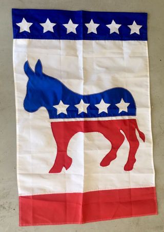 Vintage 1980 Democratic Party Flag Vertical Standard 42” X 28” Red White & Blue