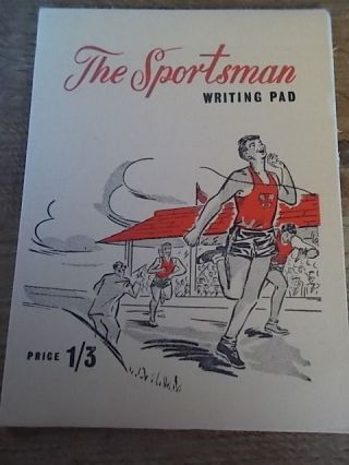 Vintage 1950s 1960s Writing Pad The Sportsman Graphics Athletics Running