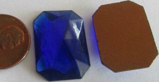 12 Vintage German Glass Huge Blue Faceted Octagon Stones 25mm X 18mm