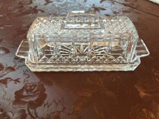 Vintage Crystal/ Cut Glass Butter Dish With Lid Clear