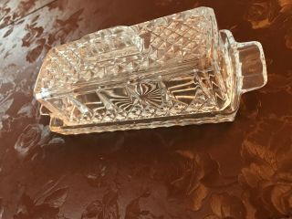 Vintage Crystal/ Cut Glass Butter Dish With Lid Clear 2