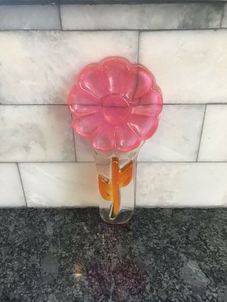 Vintage 70’s “flower Power” Lucite Acrylic Cast Resin Spoon Rest