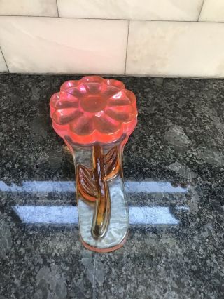 Vintage 70’s “Flower Power” Lucite Acrylic Cast Resin Spoon Rest 3