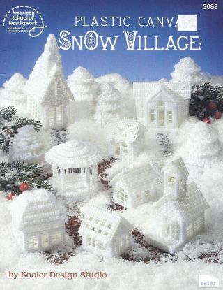 Vintage Plastic Canvas Snow Village Pattern Book Christmas Putz Houses House