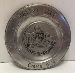 Vintage Rotary Club Canton Ohio Pro Football Hall Of Fame Silver Plate