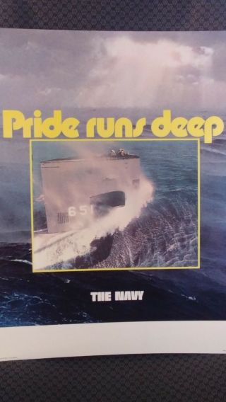 Vintage 1972 U.  S.  Navy Recruiting Office Poster Sign Vietnam Era Pride