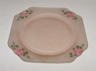 Perfect Vintage Pink Decorated Hocking " Mayfair " 8 1/2 " Lunch Plate - 4 Avail.