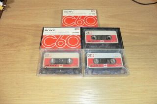 S3 Sony C60 60min,  Set Of 5 Vintage Normal Position Cassette Tapes,  Japan