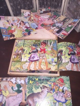 Jessica Named Vintage Wood Block Puzzle In Wooden Case 6 - Different Puzzles