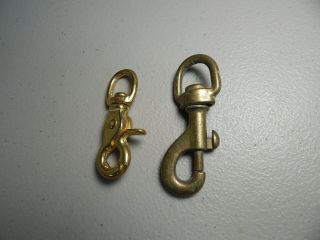 Vintage 3 " & 2 ".  5 Brass Lobster Clasp Swivel Snap Hooks