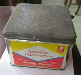 Vintage Sunshine Soda Crackers Tin 8 " X 8 " X 6 " Display