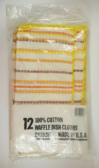 6 Vintage Waffle Dish Cloths 100 Cotton Made In Usa Nos Half Package Only