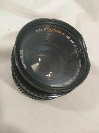 Vtg Minolta Md Rokkor - X 50mm 1:1.  7 Camera Lens Parts