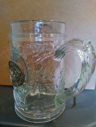 Vintage B.  P.  O.  E.  Elks Glass Beer Mug Stein with Embossed Leaf and BPOE Crest 4