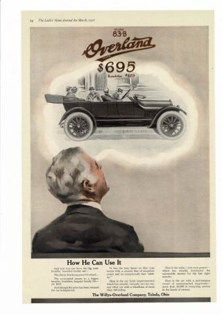 Vintage 1916 Willys Overland Model 83b Roadster Car Vehicle Dream Ad Print B320