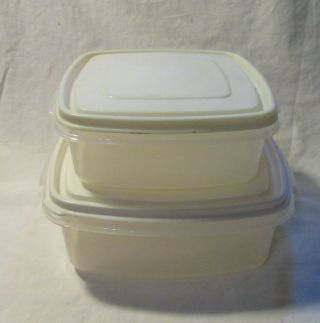 Vintage 10 & 5 Cup Rubbermaid 3 2 Servin Saver Square Container Almond Lid Seal