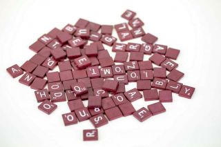 99 Red Wood Vintage Scrabble Tiles Maroon Burgundy Replacement Craft