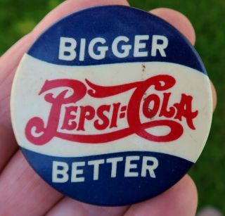Vintage Pepsi - Cola Blue & White Pinback Button,  Pin - Bigger,  Better 1940 