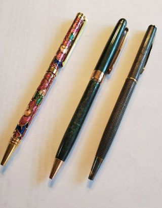 Vintage Ballpoint Pens Set Of 3 No Box Parker Day Timer Cloissone