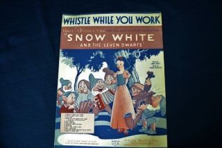 Vintage Disney Snow White Sheet Music Whistle While You Work
