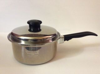 Vintage Kitchen Craft 2 Quart 3 Ply Stainless Steel Saucepan With Lid