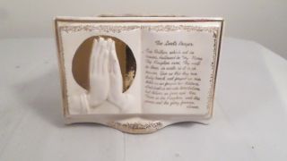 Vintage Napco Japan Praying Hands Lords Prayer Ceramic Planter