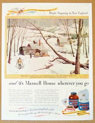 1946 Paul Sample England Maple Sugar Art Print Ad Maxwell House Coffee Vtg