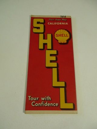 Vintage 1939 Shell California State Highway Gas Service Station Road Map - Box A50