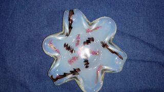 Vintage Murano Style 6 Point Art Glass Bowl Starfish White Brown Pink 3