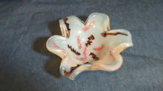 Vintage Murano Style 6 Point Art Glass Bowl Starfish White Brown Pink 4