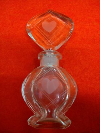 Vintage Etched Clear Crystal Perfume Bottle With Stopper
