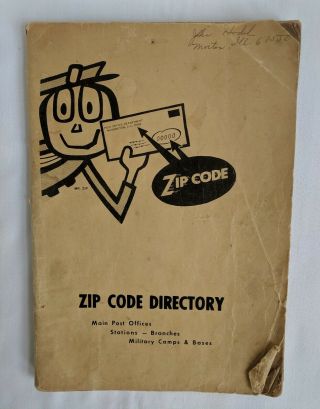 1960s Us Zip Code Directory Mr Zip Main Post Offices & Branches Vintage