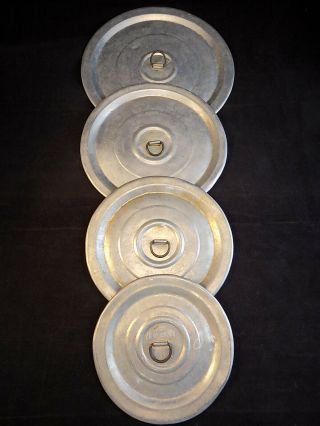 Vintage Pure Aluminum Pan Lids Pot Cover D Ring Handle Size 9,  8,  7 & 6 Set Of 4