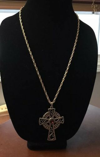 Vtg Sarah Coventry Celtic Cross Necklace 1979 Limited Edition