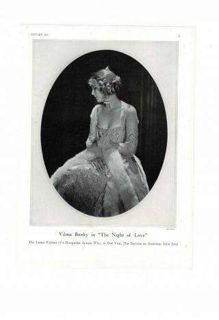 Vintage 1927 Vilma Banky Hungarian Actress The Night Of Love Film Idol Ad Print