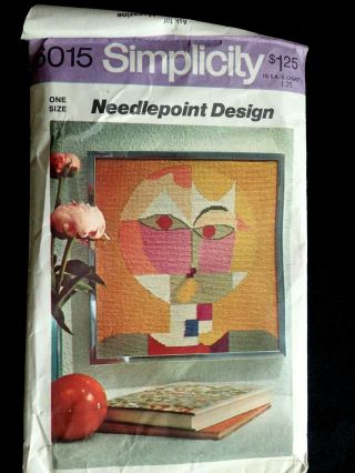 Vtg Simplicity Needlepoint Pattern Senecio By Paul Klee Swiss Artist Modern Art