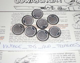 Vintage 1987 Teenage Mutant Ninja Turtles Board Game Pizza Power 8 Sewer Covers