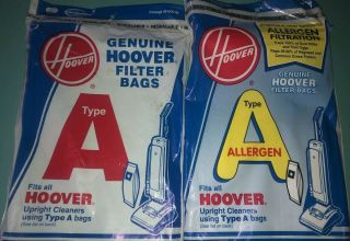 6 - Vintage Hoover Type A Vacuum Bags,  Filter Bags Upright Allergy/ Regul