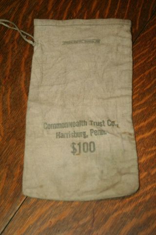 Vintage Commonwealth Trust Co.  $100 Coin Bag,  Harrisburg,  Pa