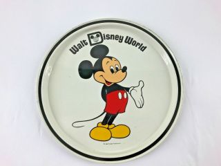 Vintage Walt Disney World Mickey Mouse Tin Metal Plate Dish Platter 11 "