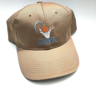Vtg Cleveland Cavaliers Snapback Hat 90s Logo Embroidered Beige Nba