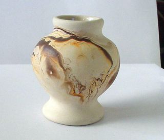 Vintage Nemadji Pottery Swirl Art Pottery Vase With The Indian Head Stamp