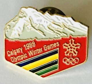 Calgary 1988 Olympic Winter Games Ski Slopes Pin Badge Vintage Authentic (h10)