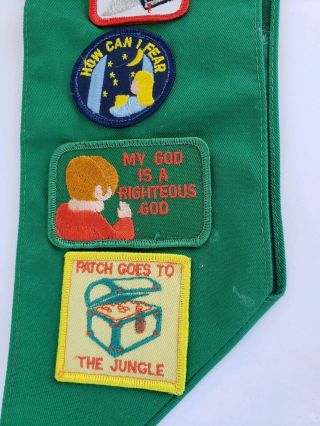 Vintage Girl Scout Sash Made In USA with Patches/Spiritual Badges/ Christian 3