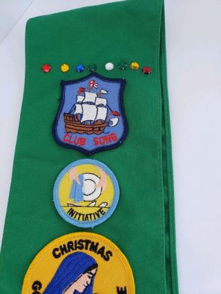 Vintage Girl Scout Sash Made In USA with Patches/Spiritual Badges/ Christian 5