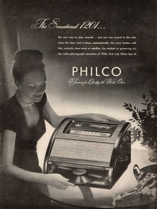 1946 Vintage Radio Ad Philco 1201 Table Radio Phonograph Classic Model 051919