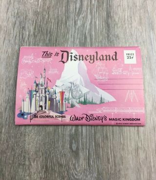 Vintage Disneyland Postcard Booklet Magic Kingdom Picture Book Colorful Scenes