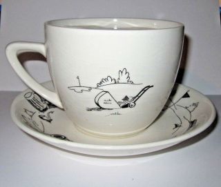 Vintage Crown Devon S.  Fielding & Co Golf Mustache Mug Cup and Saucer England 3