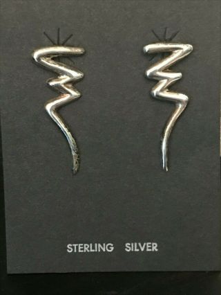 Vintage Sterling Silver Zig Zag Post Earrings