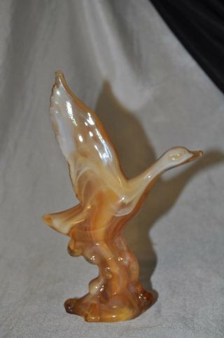 Vintage Imperial Glass Caramel Slag Glass Mallard Wings Up From Heisy Mold 7 "